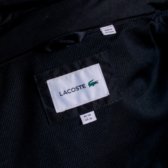 LACOSTE Men's Zip Up Lightweight Jacket - Black - Hidden Hood - XL - Picture 8 of 10